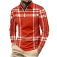 thumbnail image 1 of Wyobmus Mens Quarter Zip Shirt Patchwork Long Sleeve Pullover Shirt Half Zipper Lapeled Sports Blouse Red, 1 of 3