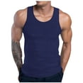thumbnail image 1 of Wyobmus Mens Racerback Tank Tops Solid Color Workout A-Shirt Tanks Casual Loose Fit Sleeveless Gym Fitness Shirts M-3X Dark Blue, 1 of 6