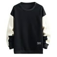 thumbnail image 1 of Wyobmus Mens Round Neck Sweatshirts Casual Color Blocked Pullover Sweatshirts Loose Fit Long Sleeve Tops M-4XL B-Black, 1 of 3