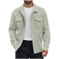 thumbnail image 1 of Wyobmus Mens Shirt Button Down Jacket Cardigan Casual Solid Color Turndown Collar Shacket With Pockets Long Sleeve Green, 1 of 5