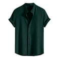 thumbnail image 1 of Wyobmus Mens Shirt Short Sleeve Casual Shirts Ribbed Texture Button Down Lapeled Collar Shirt B-Green, 1 of 5