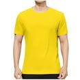 thumbnail image 1 of Wyobmus Mens Short Sleeve Tee Shirts Quick Dry Stretch Active Crew Neck T Shirt Bodybuilding Running Gym Workout Tee Tops S-4X Yellow, 1 of 6