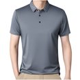 thumbnail image 1 of Wyobmus Mens Short Sleeve Turndown Collar T-Shirts Casual Solid 3 Button Up Pullover Tops,Size M-2XL A-Gray, 1 of 6