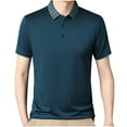 thumbnail image 1 of Wyobmus Mens Short Sleeve Turndown Collar T-Shirts Casual Solid 3 Button Up Pullover Tops,Size M-2XL A-Navy, 1 of 9