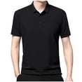 thumbnail image 1 of Wyobmus Mens Short Sleeve Turndown Collar T-Shirts Casual Solid 3 Button Up Pullover Tops,Size M-2XL B-Black, 1 of 5