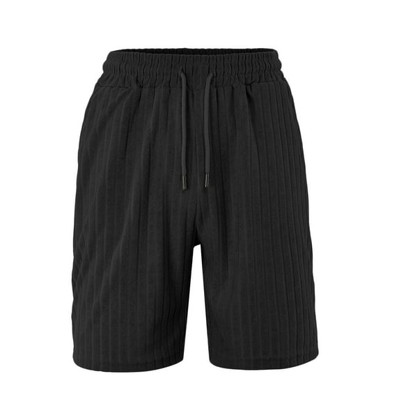 Wyobmus Mens Shorts Elastic Waist Comfy Bermuda Shorts Pure Color Jacquard Twill Drawstring Waist Beach Shorts B-Black