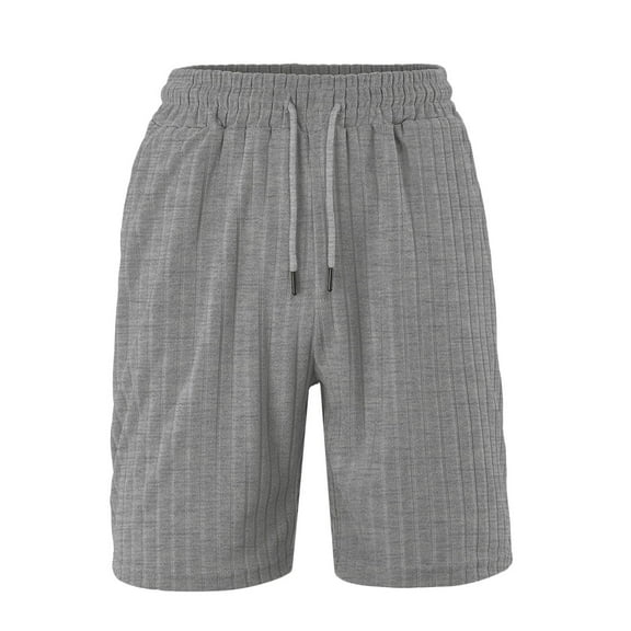 Wyobmus Mens Shorts Elastic Waist Comfy Bermuda Shorts Pure Color Jacquard Twill Drawstring Waist Beach Shorts B-Gray