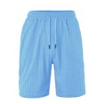thumbnail image 1 of Wyobmus Mens Shorts Elastic Waist Comfy Bermuda Shorts Pure Color Jacquard Twill Drawstring Waist Beach Shorts B-Light Blue, 1 of 5
