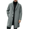 thumbnail image 1 of Wyobmus Mens Single Breasted Trench Coat Casual Long Sleeve Pea Coat Lapel Collar Business Winter Long Overcoats C-Gray, 1 of 9