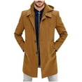 thumbnail image 1 of Wyobmus Mens Single Breasted Trench Coat Slim Fit Notched Lapel Long Peacoat Classic Casual Winter Overcoat Coffee, 1 of 4