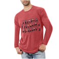 thumbnail image 1 of Wyobmus Mens Soft Active Shirt Long Sleeve Crewneck Athletic Undershirt Casual Home Wear Printed Pajama Tops A-Red, 1 of 3