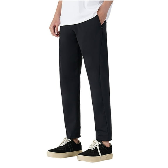 Wyobmus Mens Soft Casual Pants Elastic Waist Drawstring Lightweight Pants Loose Fit Summer Beach Yoga Trousers B-Black