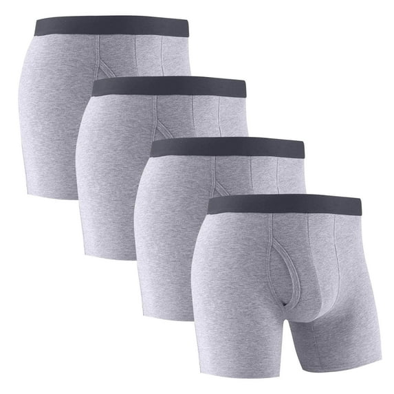 Wyobmus Mens Soft Cozy Solid Color Breathable Extended Size Front Open Briefs,3/4/6/8 Pack With Size S-2XL B-Gray