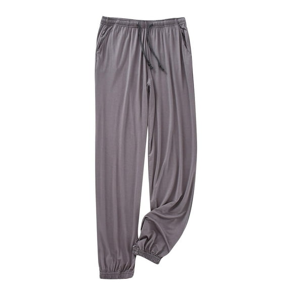 Wyobmus Mens Soft Pajama Pants Solid Color Sleeping Pants Loose Home Wear Sleepwear Pj Bottoms Size L-4XL Dark Gray
