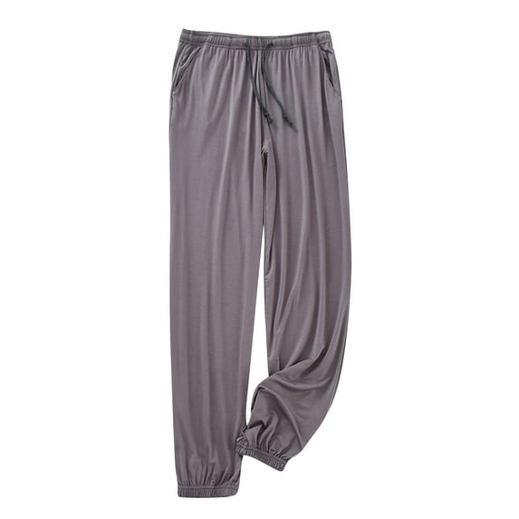 Wyobmus Mens Soft Pajama Pants Solid Color Sleeping Pants Loose Home Wear Sleepwear Pj Bottoms Size L-4XL Dark Gray