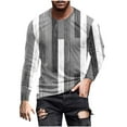 thumbnail image 1 of Wyobmus Mens Striped Tshirt Casual Printing Round Neck Pullover T-Shirt Loose Fit Long Sleeve Tops B-Gray, 1 of 5