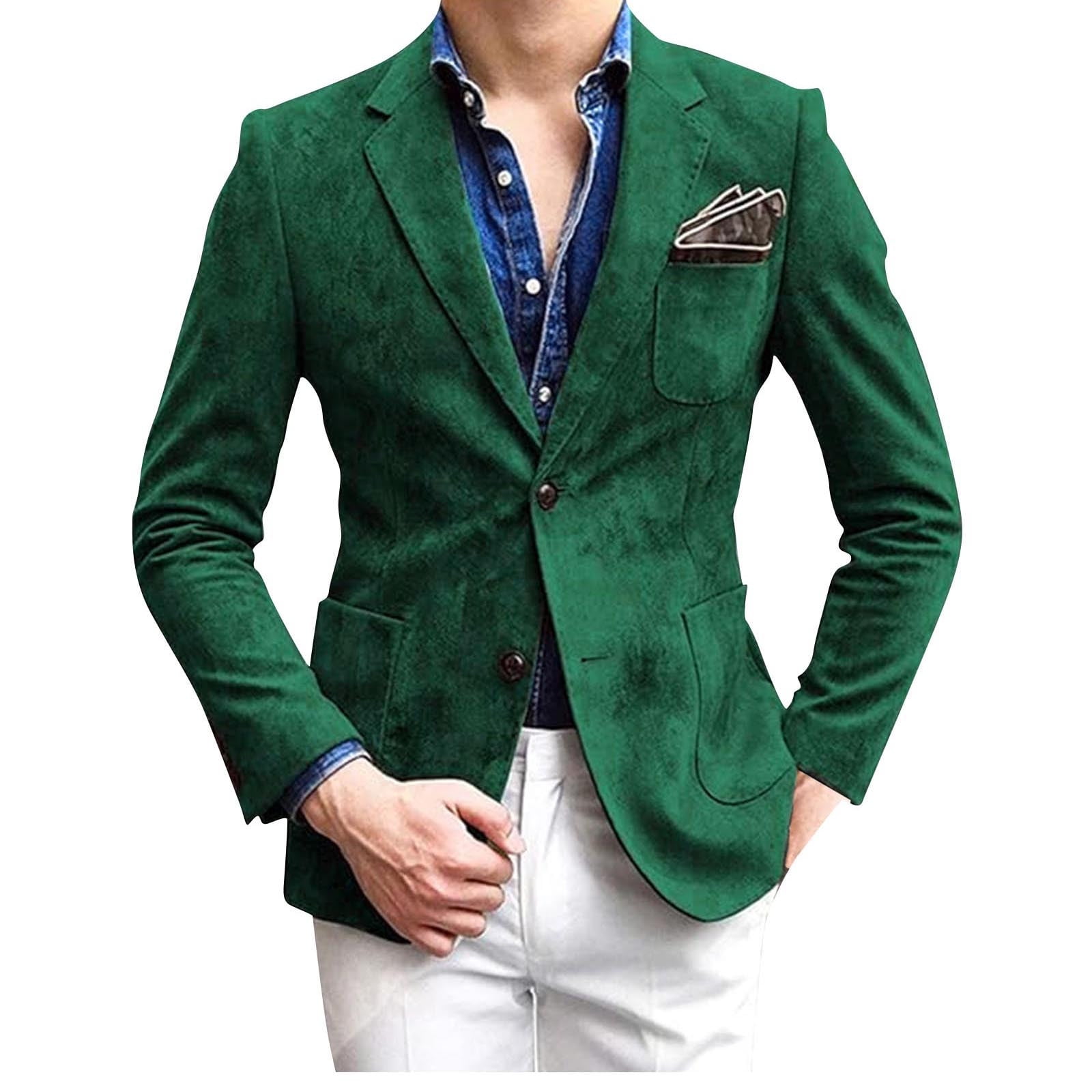 Jeans Mens Velvet Green Blazer Velvet Sport Coat With Jeans
