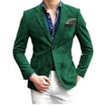 thumbnail image 1 of Wyobmus Mens Suede Leather Jacket Velvet Blazer Sport Coat Solid Slim Fit Suit Jacket Green, 1 of 4