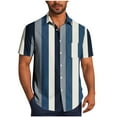 thumbnail image 1 of Wyobmus Mens Summer Striped Shirts Front Button Down Short Sleeve Casual Beach Hawaiian Shirts with Pocket S-5X Q-Sky Blue, 1 of 6