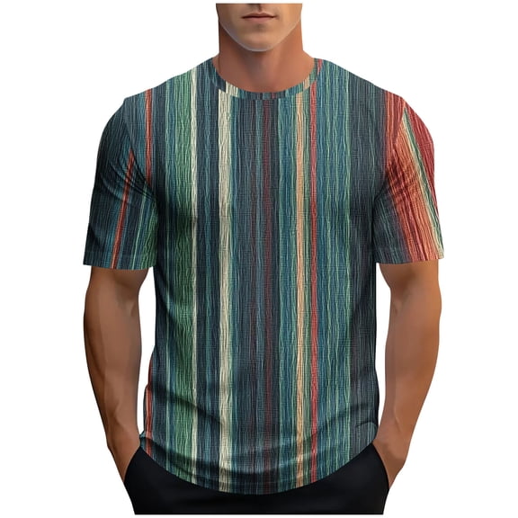 Wyobmus Mens Summer Striped Tops Casual Color Blocked Tshirt Short Sleeve Round Neck Workout Gym Tee Shirts M-3X B-Navy