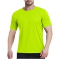 thumbnail image 1 of Wyobmus Mens Summer T Shirts Slim Fit Short Sleeved Solid Color Crew Neck Tops Breathable Quick Dry Mesh Sport Blouses Shirts M-3X Yellow, 1 of 8