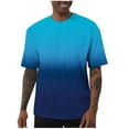 thumbnail image 1 of Wyobmus Mens Summer Trendy Tops Regular Fit Short Sleeve Crew Neck Pullover Tshirt Stretch Gradient Color Casual Shirt E-Multicolor, 1 of 3