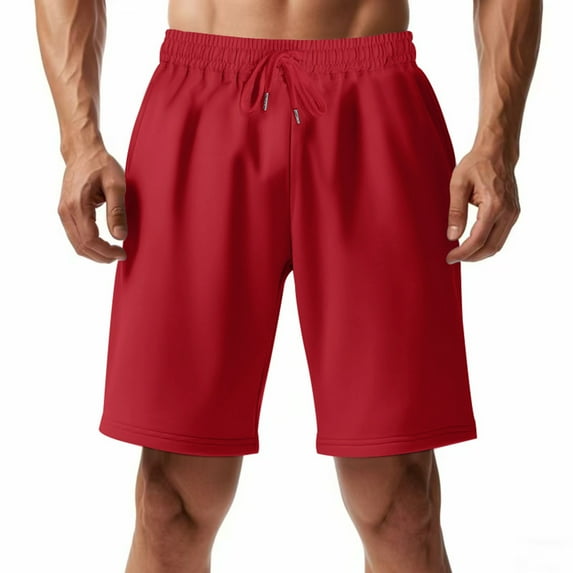 Wyobmus Mens Sweat Shorts Quick Dry Gym Basketball Shorts Drawstrign Waist Workout Lounge Jogger Running Shorts S-3X Red