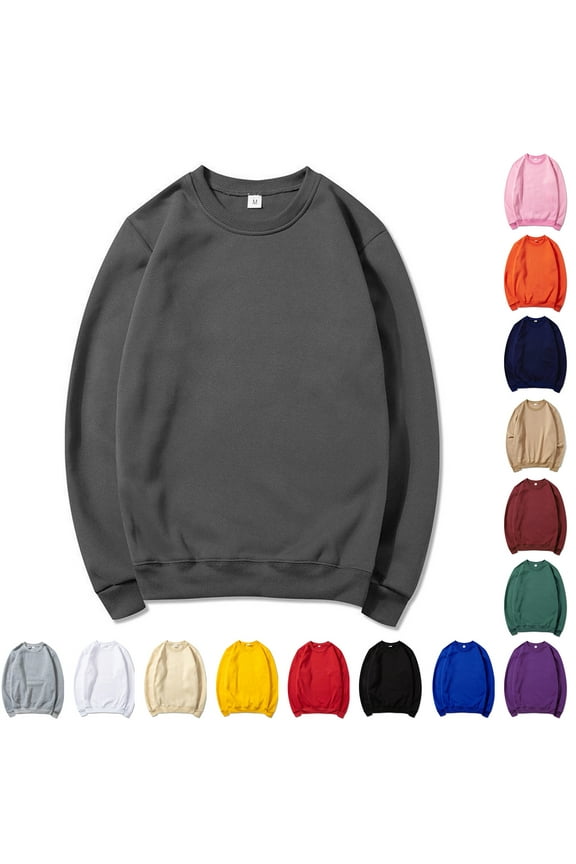 Mens Sweatshirts No Hood Fashion Casual Fall Pullover Long Sleeve Crewneck Loose Tops Comfort Soft Solid Color Sweatshirt White