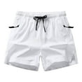 thumbnail image 1 of Wyobmus Mens Swimming Trunks Quick Dry Bathing Suits Solid Bottom Slit Drawstring Shorts With Pockets White, 1 of 3