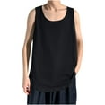 thumbnail image 1 of Wyobmus Mens Tank Top Quick Dry Solid Color Sleeveless Muscle Gym Shirt Fitness Sports Round Neck Tanks Black, 1 of 5