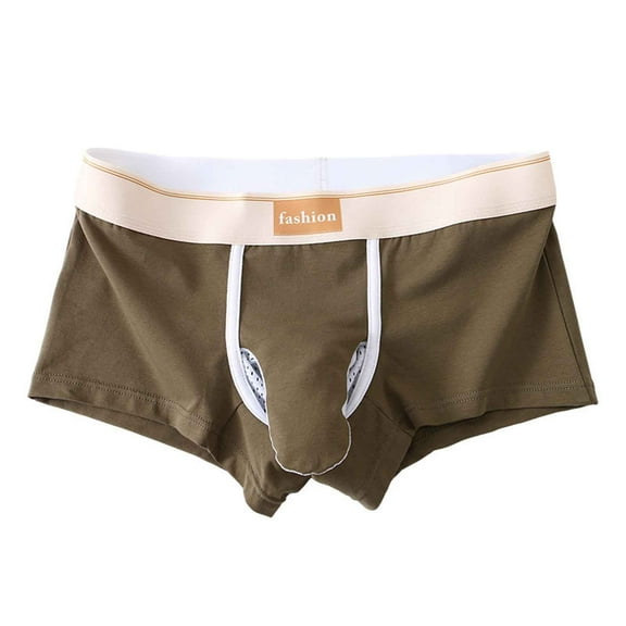 Wyobmus Mens Underwear Boxer Briefs Casual Solid Mid Rise Undersuit Breathable Thong Briefs 1 Pack A-Olive Green