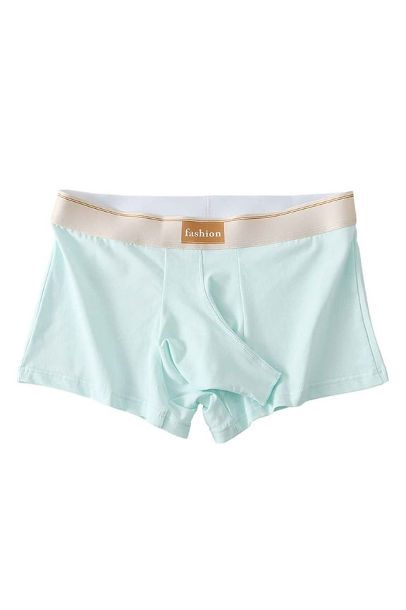 Mens Underwear Boxer Briefs Casual Solid Mid Rise Undersuit Breathable Thong Briefs 1 Pack B-Green