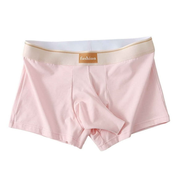 Wyobmus Mens Underwear Boxer Briefs Casual Solid Mid Rise Undersuit Breathable Thong Briefs 1 Pack B-Pink
