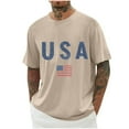 thumbnail image 1 of Wyobmus Mens Usa Shirt American Flag Short Sleeve T-Shirt Crew Neck Loose 4Th Of July Patriotic Tees Blouses C-Khaki, 1 of 5