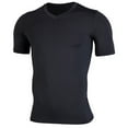 thumbnail image 1 of Wyobmus Mens V Neck Athletic Shirt Solid Color Elastic Quick Drying Sports Short Sleeved T-Shirt Black, 1 of 7