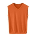 thumbnail image 1 of Wyobmus Mens V-Neck Knitted Sweater Vest Sleeveless Pullover Knitwear Sweaters Solid Plain Loose Fit Fall Winter Sweater Tops Orange, 1 of 4