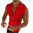 thumbnail image 1 of Wyobmus Mens Workout Hooded Tank Tops Zip Up Sleeveless Gym Sport Clothes Bodybuilding Hoodies Muscle Cut Off T Shirt Red, 1 of 6