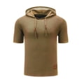 thumbnail image 1 of Wyobmus Mens Workout Hoodies Quick Dry Moisture Wicking Short Sleeve Pullover Sweatshirt Size S-2XL Coffee, 1 of 4