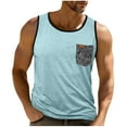 thumbnail image 1 of Wyobmus Mens Workout Tank Tops Summer Sleeveless Round Neck Gym Sport Tees Color Blocked Bodybuilding Muscle Shirt B-Sky Blue, 1 of 6