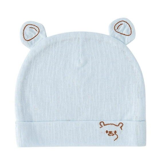 Wyobmus Cotton Newborn Hats for Girls Bear Ears Infant Girls Spring Fall Thin Beanies Cozy Knitted Cuffed Skull Caps Blue*