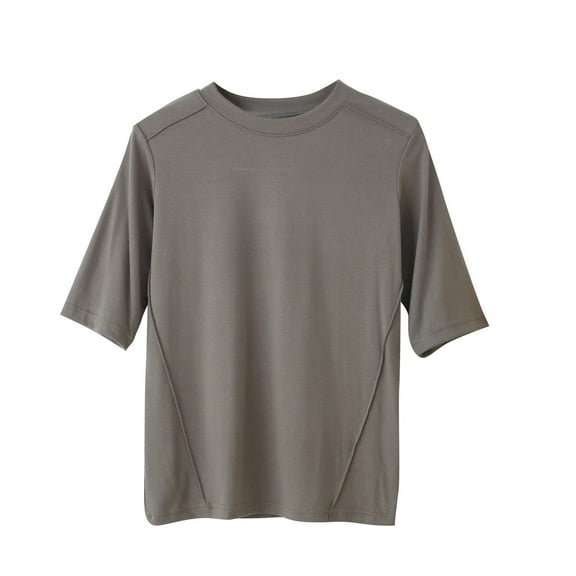 Wyobmus Modal Soft Hlaf Sleeve Shirts for Women Solid Color High Crew Neck Basic Tees Casual Comfy Pajama Tops Olive Green