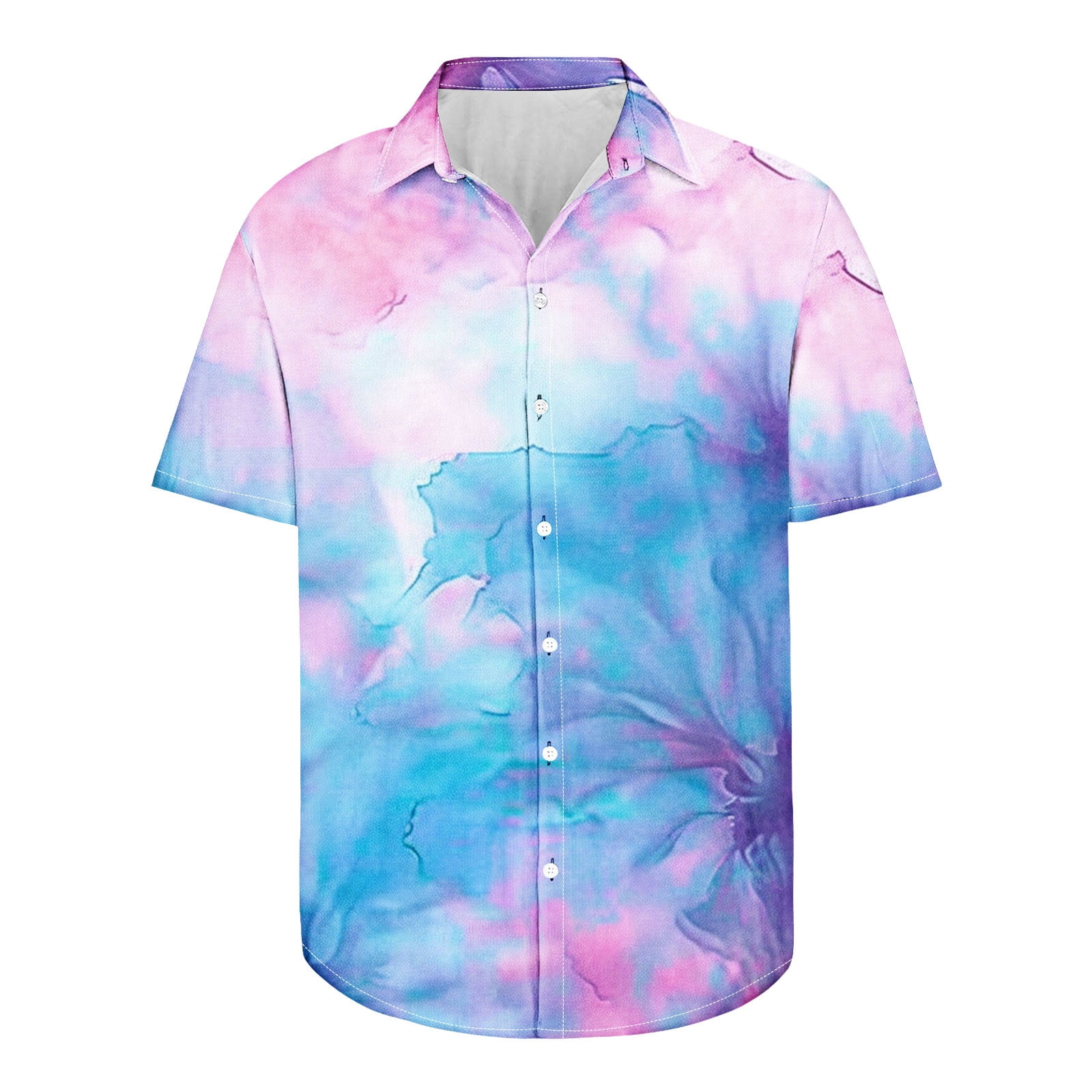 Men's Hawaiian Floral Shirt - Light Purple Tropical Button Down For Summer, Beach, Vacations (X-Large) - View #8