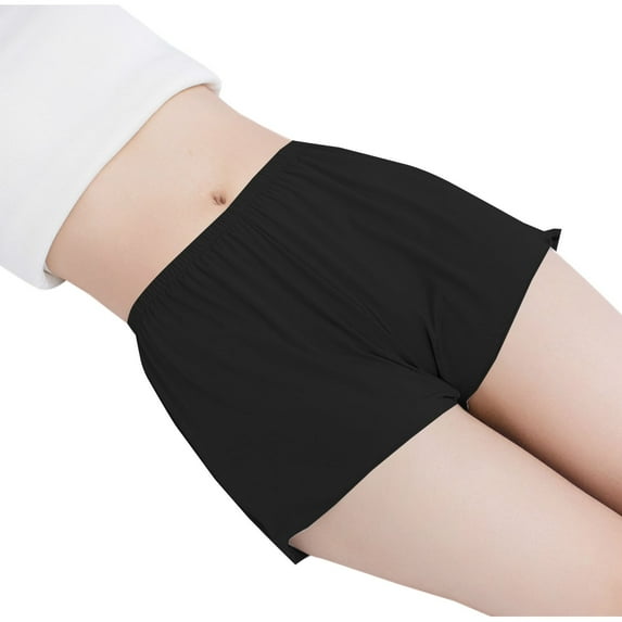 Wyobmus Pajama Shorts for Women Lightweight Ice Silk Sleep Shorts Solid Color Pj Bottoms Homewear Outerwear Lounge Shorts L-3XL Black