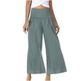 thumbnail image 1 of Wyobmus Palazzo Pants for Women Flowy High Waisted Wide Leg Lounge Pants Pants Casual Beach Pants With Pockets S-2X B-Gray, 1 of 5
