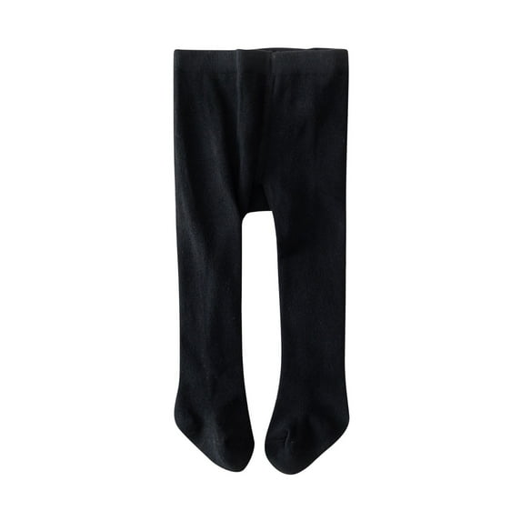 Wyobmus Pantyhose for Little Girls Solid Color Soft Girls Cotton Tights Cable Knit Leggings Stockings Black
