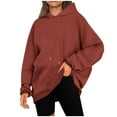 thumbnail image 1 of Wyobmus Plus Size Hoodies for Women Long Sleeve Drawstring Hooded Sweatshirts Crewneck Comfy Pullover Tops Fall Fashion Clothes S-5X Coffee, 1 of 9