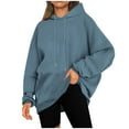 thumbnail image 1 of Wyobmus Plus Size Hoodies for Women Long Sleeve Drawstring Hooded Sweatshirts Crewneck Comfy Pullover Tops Fall Fashion Clothes S-5X Navy, 1 of 9