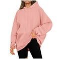 thumbnail image 1 of Wyobmus Plus Size Hoodies for Women Long Sleeve Drawstring Hooded Sweatshirts Crewneck Comfy Pullover Tops Fall Fashion Clothes S-5X Rose Gold, 1 of 9