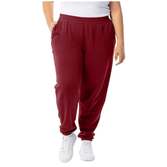 Wyobmus Plus Size Joggers for Women Loose Fit Elastic Waist Sweatpants With Side Pockets Solid Color Jogging Sports Pants L-5X Red