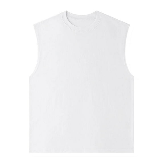 Wyobmus Plus Size Mens Workout Tank Tops Cotton Sleeveless Tees Shirts Quick Dry Running Muscle Shirt M-5X White